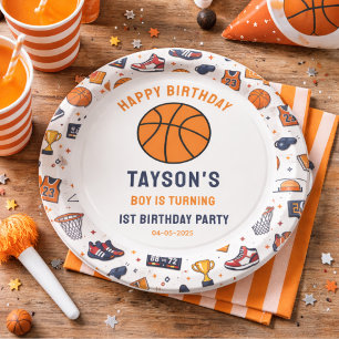 It’s Game Time Basketball 1st Birthday Rookie Year Paper Plate