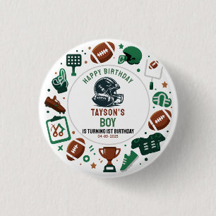 It’s Game Time Football 1st Birthday – Fun Kids 3 Cm Round Badge