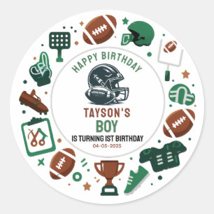 It’s Game Time Football 1st Birthday – Fun Kids  Classic Round Sticker