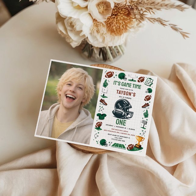 It’s Game Time Football 1st Birthday Invitation (It’s Game Time Football 1st Birthday photo Invitation
)