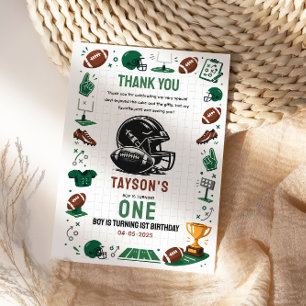 It’s Game Time football 1st Birthday Thank You Card