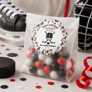 It’s Game Time Hockey 1st Birthday Party Classic Round Sticker