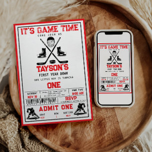 It’s Game Time Hockey 1st Birthday Party Invitation