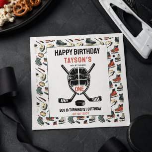 It’s Game Time Hockey 1st Birthday Party Napkin