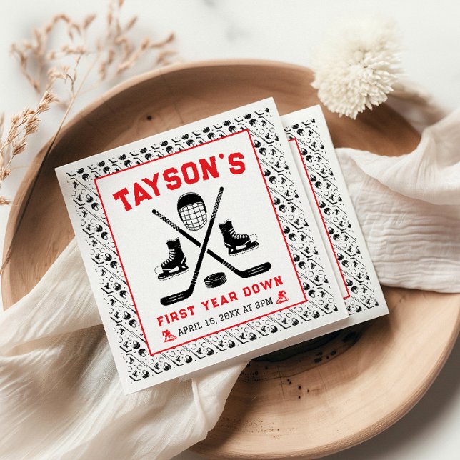 It’s Game Time Hockey 1st Birthday Party  Napkin (Creator Uploaded)