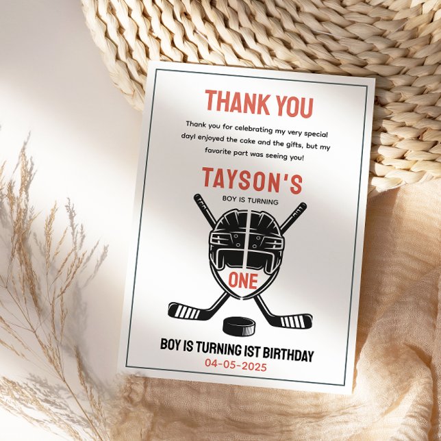 It’s Game Time Hockey 1st Birthday Party Thank You Card (It’s Game Time Hockey 1st Birthday Party Thank You Card
)