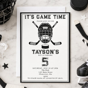 It’s Game Time Hockey 5th Birthday Party Invitation