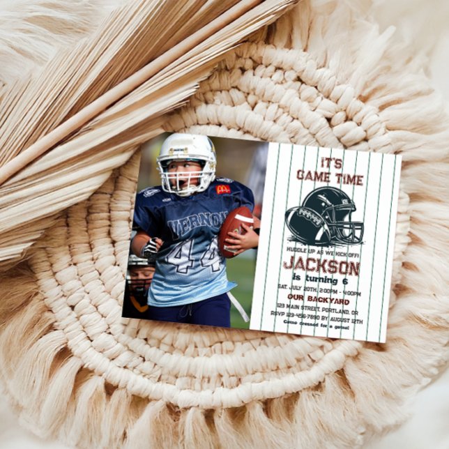 It’s game time! Kick off football birthday kids Invitation (Creator Uploaded)