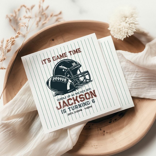 It’s game time! Kick off football birthday kids Napkin (Creator Uploaded)