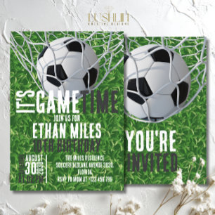 It’s Game Time Soccer Ball Sports Birthday Invitation