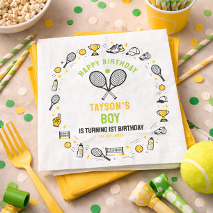 It’s Game Time Tennis 1st Birthday – Fun Kids  Napkin