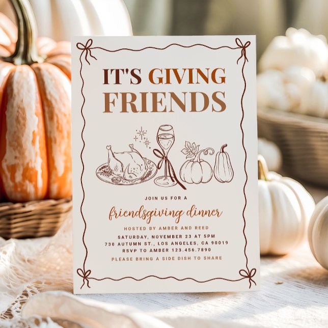 It’s Giving Friends Modern Friendsgiving Dinner Invitation (Creator Uploaded)