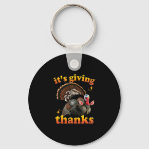 It’s Giving Thanks Turkey Thanksgiving Gobble Squa Key Ring
