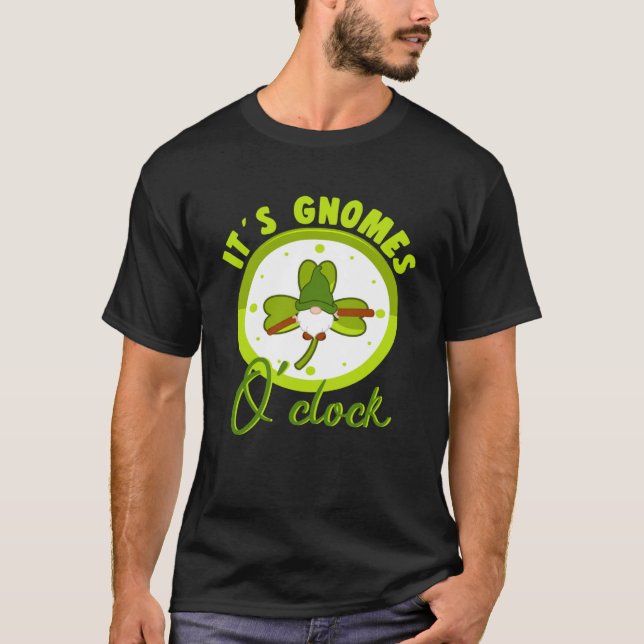 It´s Gnomes O´Clock With leaf Elf Garden Miniature T-Shirt (Front)