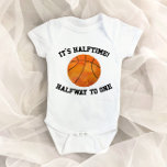 It 's Halftime! Basketball Sports Half Birthday Baby Bodysuit<br><div class="desc">This is a It 's Halftime! Basketball Sports Half Birthday One-Piece. 

Half Birthday One Piece,  1/2 B-Day Bodysuit,  baby babies,  boy girl,  boys girls,  plain simple clean</div>