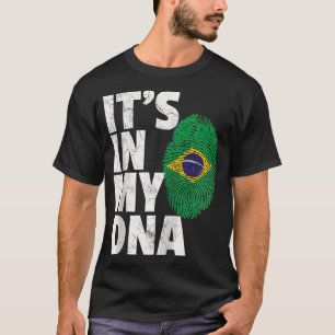 IT_S IN MY DNA Brazilian Brazil Flag Men Women Pri T-Shirt