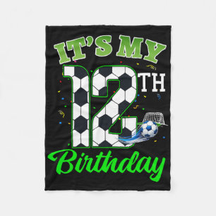 It’s My 12th Birthday Footll Boy Girl Kids Soccer Fleece Blanket