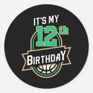 It’s My 12th Years Old Birthday Bysketbyll Themed Classic Round Sticker