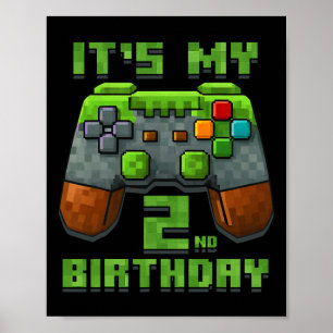 It’s My 2nd Birthday Shirt Gamer Video Game Party Poster