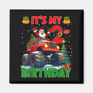 It’s My 2nd Birthday Xmas Santa Monster Truck Chri Magnet