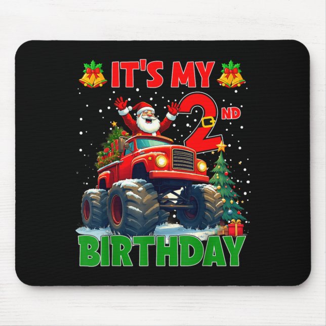 It’s My 2nd Birthday Xmas Santa Monster Truck Chri Mouse Pad (Front)