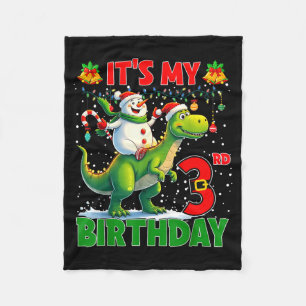 It’s My 3rd Birthday Xmas Snowman Riding Dinosaur Fleece Blanket