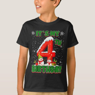 It’s My 4th Birthday Christmas Snowman 4 Year Old T-Shirt
