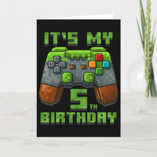 It’s My 5th Birthday Shirt Gamer Video Pixel Game  Card