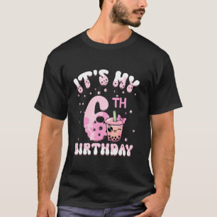 It s My 6th Birthday Coquette Bow Boba Tea Party 6 T-Shirt