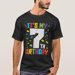 It s My 7th Birthday Boys Master Builder Kids Bloc T-Shirt