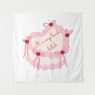 It’s My Bachelorette   Coquette Cake Bridal Party Tapestry