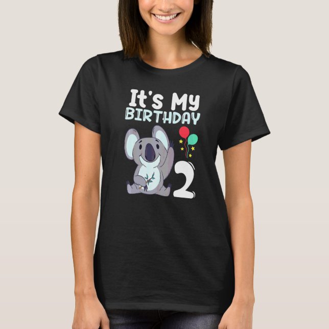 It`s My Birthday 2 Kids Party Themed Koala Birthda T-Shirt (Front)