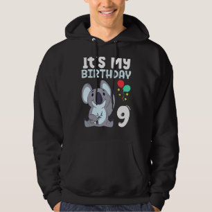 It`s My Birthday 9 Kids Party Themed Koala Birthda Hoodie