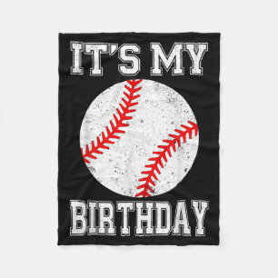 It’s My Birthday Baseball Vintage Style  Fleece Blanket