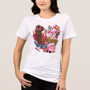 It’s My Birthday Girl Pink & Gold Glam Birthday Tri-Blend Shirt