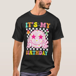 It s My Birthday Retro Happy Smile Face Flower Par T-Shirt