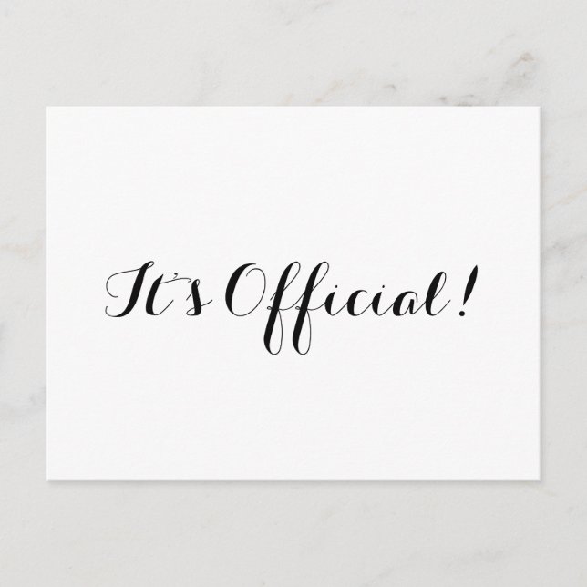 It’s Official! Simple Eloped Wedding Announcement Postcard (Front)