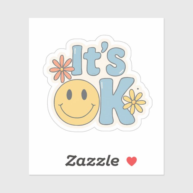 It’s OK – Cute Retro Aesthetic Sticker with Smiley (Sheet)