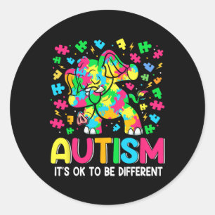It’s Ok To Be Different Autism Awareness Dabbing E Classic Round Sticker