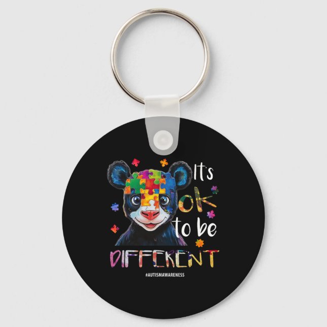 It’s Ok To Be Different - Autism Awareness Panda  Key Ring (Front)