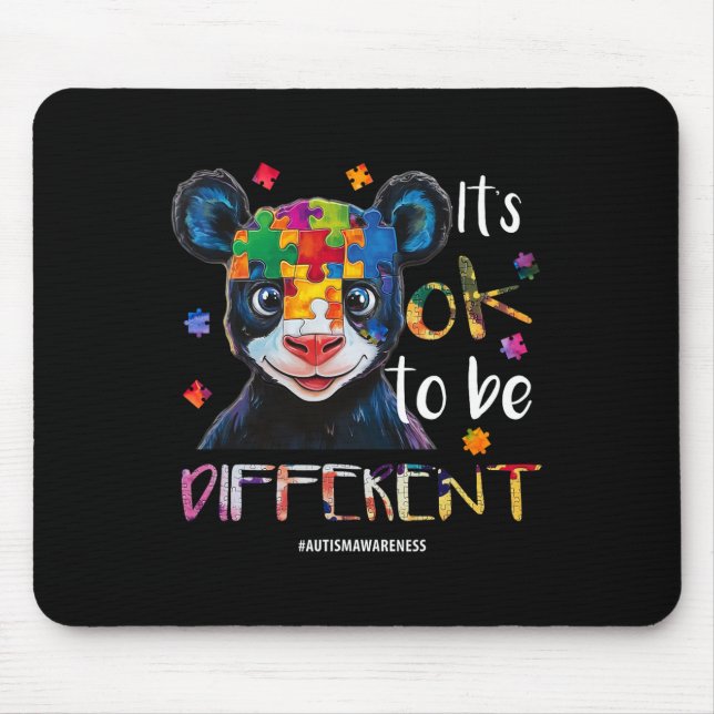 It’s Ok To Be Different - Autism Awareness Panda  Mouse Pad (Front)