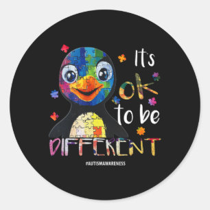 It’s Ok To Be Different - Autism Awareness Penguin Classic Round Sticker