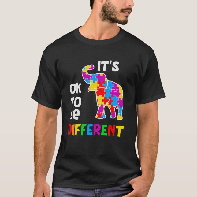 It s Ok to Be Different Autism Awareness Puzzle El T-Shirt (Front)
