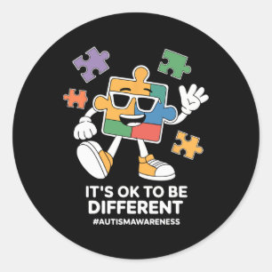 It’s Ok To Be Different Autism Awareness Puzzle Pi Classic Round Sticker