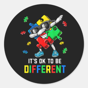 It’s Ok To Be Different Dabbing Puzzle Autism Awar Classic Round Sticker