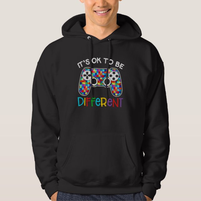 It s Ok To Be Different Games Controller Autism Aw Hoodie (Front)