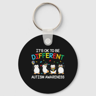 It’s Ok To Be Different Penguin Autism Awareness Key Ring