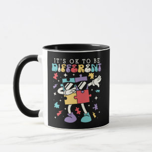 It’s OK to Be Different Retro Groovy Puzzle Piece Mug