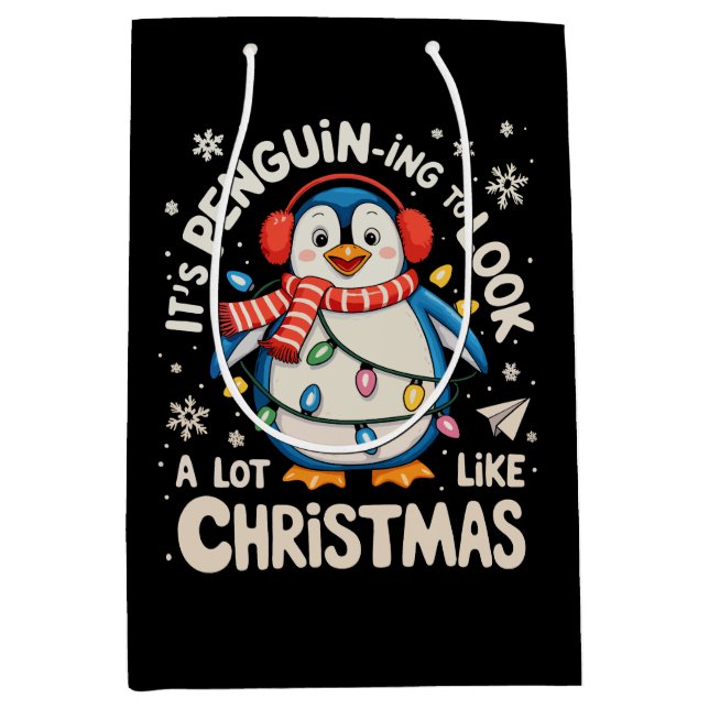 It’s Penguin Ing To Look A Lot Like Christmas Xams Medium Gift Bag (Front)