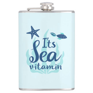 It’s Sea Vitamin – Funny Ocean-Inspired Quote  Hip Flask